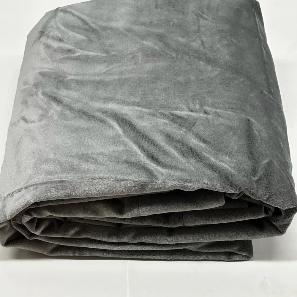 NWOT QUINCE 48x96 Cotton Velvet Room Darkening Curtain Slate 8105